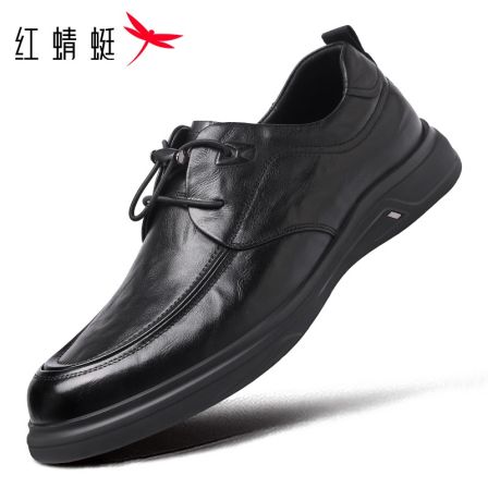 红蜻蜓26年新款英伦男皮鞋商务正装手抓纹真皮牛皮软底休闲皮鞋