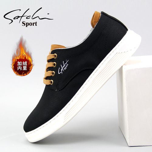 沙驰运动轻便帆布鞋秋冬男式休闲舒适透气布鞋男鞋子系带加绒板鞋主图