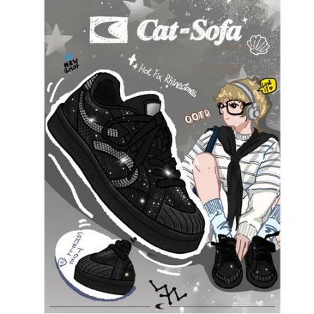 猫与沙发/【贝壳头系列】闪耀黑贝壳头低帮百搭休闲板鞋