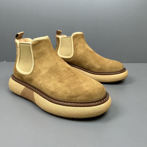 秋冬短靴真皮高帮马丁靴潮流皮靴一脚蹬男靴复古英伦切尔西男靴主图