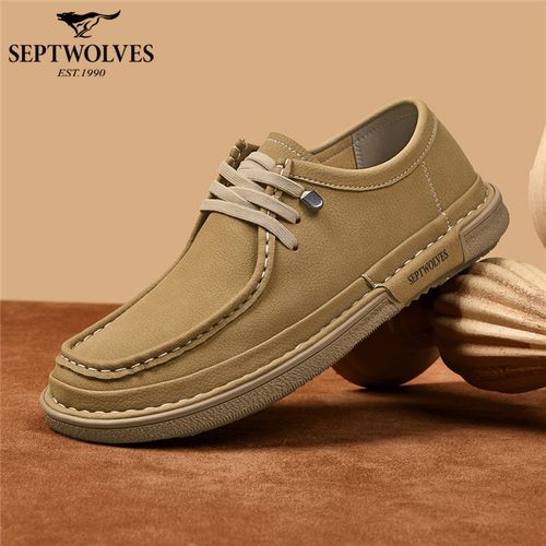 七匹狼男鞋增高防水素面松紧带防滑休闲皮鞋休闲鞋透气男士工作主图