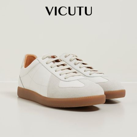 威可多时尚时尚百搭撞色运动鞋男鞋牛皮休闲鞋男秋季德迅鞋复古