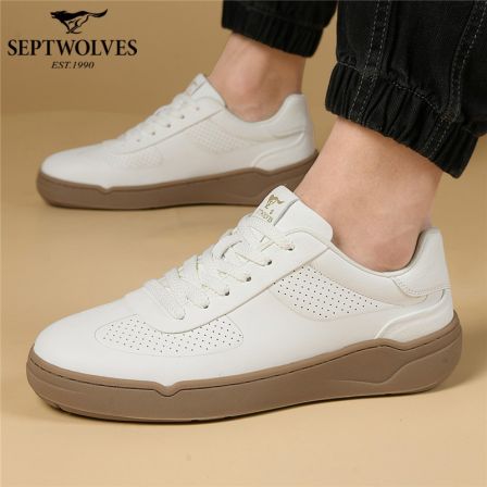 七匹狼男鞋春夏新款板鞋增高小白鞋透气低帮皮鞋复古男士休闲板鞋