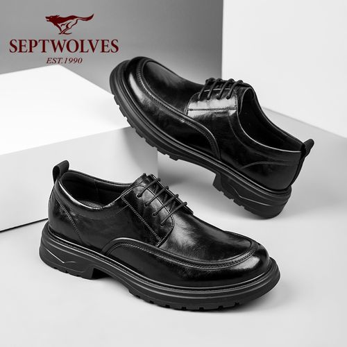 七匹狼男鞋休闲增高英伦风休闲皮鞋棕色皮鞋黑色商务系带正装工作主图