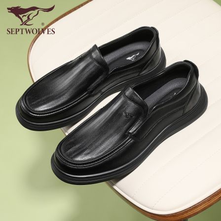 七匹狼男鞋2026春季新款羊皮男士一脚蹬休闲皮鞋通勤软底爸爸皮鞋