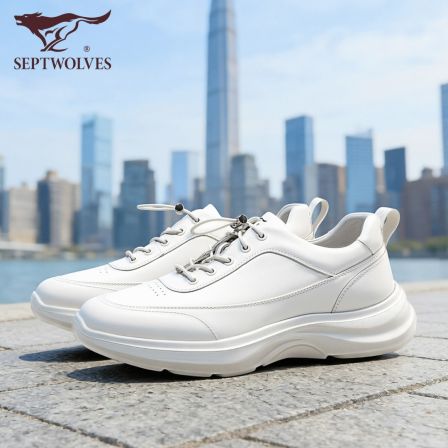 七匹狼男鞋2026春季新款百搭通勤时尚休闲鞋真皮透气商务小白鞋男