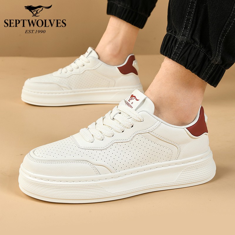 七匹狼春夏季男鞋镂空运动素面圆头男士学生透气低帮耐穿休闲板鞋主图