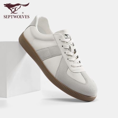 七匹狼男鞋2026春季新款潮流百搭复古德训鞋真皮舒适软底休闲板鞋