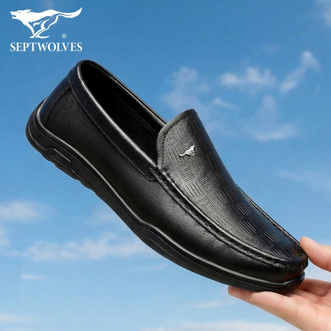 七匹狼真皮豆豆鞋2026新款一脚蹬软底乐福鞋轻便舒适百搭休闲皮鞋主图