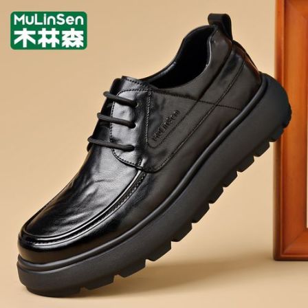 木林森新款男士休闲皮鞋时尚百搭透气软底潮流防滑男士休闲皮鞋