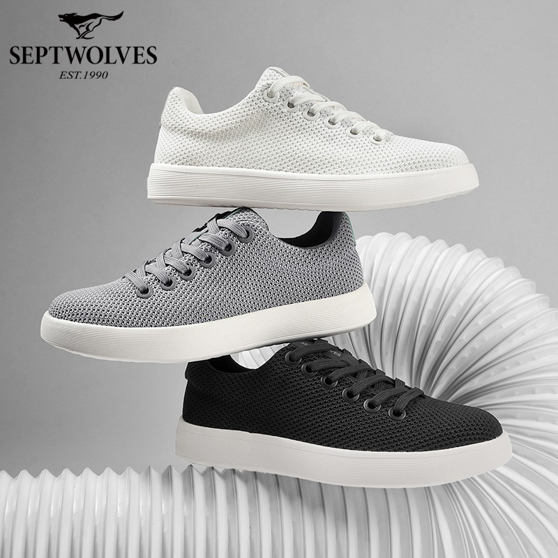七匹狼男鞋春夏季休闲鞋男白低帮鞋网面透气潮流男士镂空休闲板鞋主图