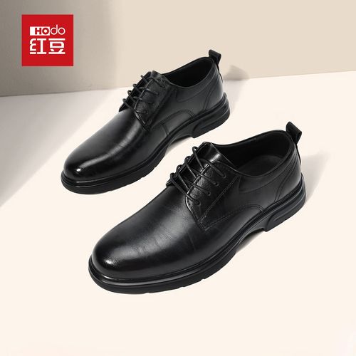 Hodo/红豆【真皮牛皮】皮鞋男款冬季加绒增高德比商务正装皮鞋婚鞋主图