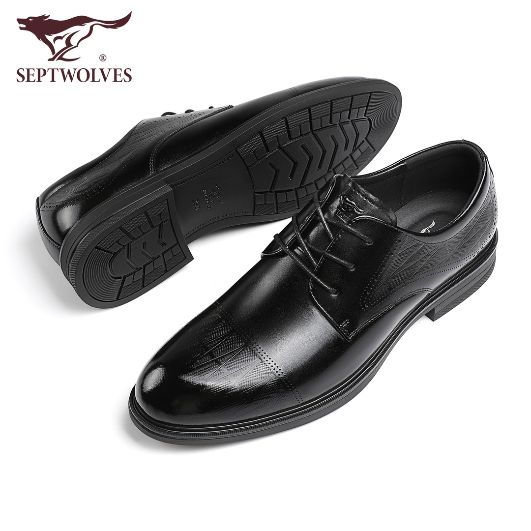 七匹狼男鞋商务正装皮鞋男真皮透气英伦系带德比男士结婚婚宴皮鞋主图