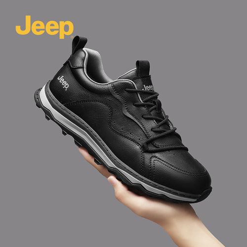 Jeep吉普男鞋2026新款春季男士潮流休闲运动鞋子男生厚底真皮板鞋主图