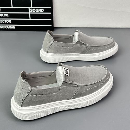 2026夏季布面透气休闲鞋潮流韩版软底一脚蹬厚底懒人鞋百搭男板鞋主图