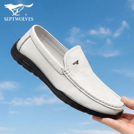 七匹狼男鞋2026春季新款舒适软底百搭休闲皮鞋男士通勤真皮豆豆鞋