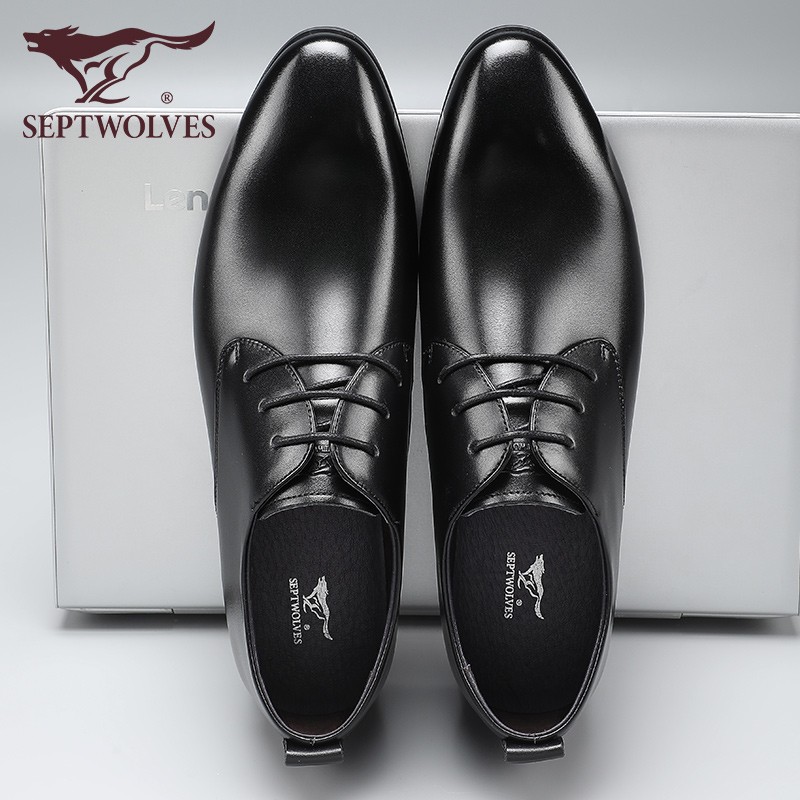 七匹狼皮鞋男真皮商务正装德比鞋2026春季新款黑色结婚新郎皮鞋主图