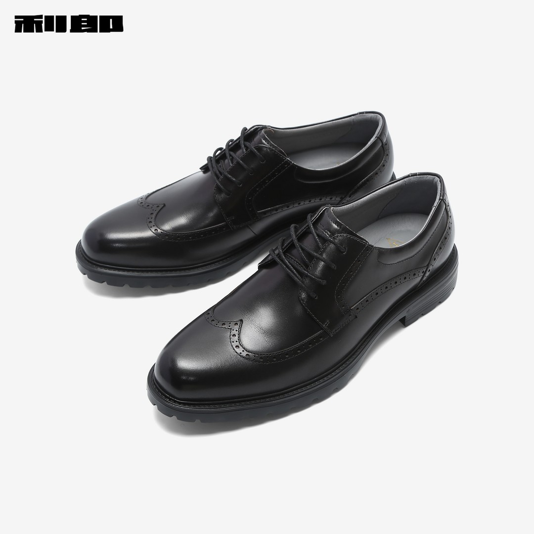 利郎官方 头层牛皮真皮正装皮鞋男士商务休闲雕花德比鞋新款鞋子主图