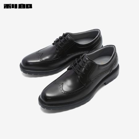 利郎官方 头层牛皮真皮正装皮鞋男士商务休闲雕花德比鞋新款鞋子