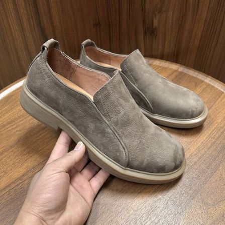 2026春季新款男士单鞋头层牛皮一脚蹬透气休闲皮鞋潮流百搭休闲鞋