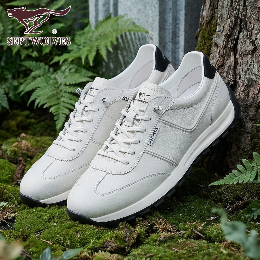 七匹狼男鞋2026春季新款真牛皮百搭徳训鞋男款超轻透气时尚休闲鞋主图