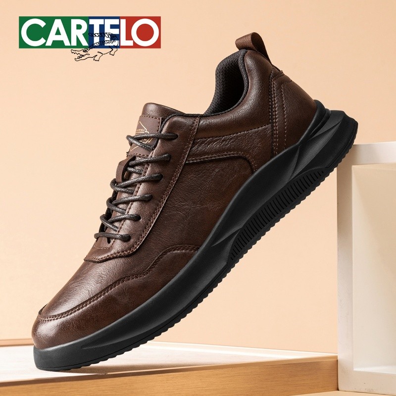 卡帝乐鳄鱼秋冬休闲男鞋软底时尚皮鞋商务百搭低帮运动鞋厚底增高主图