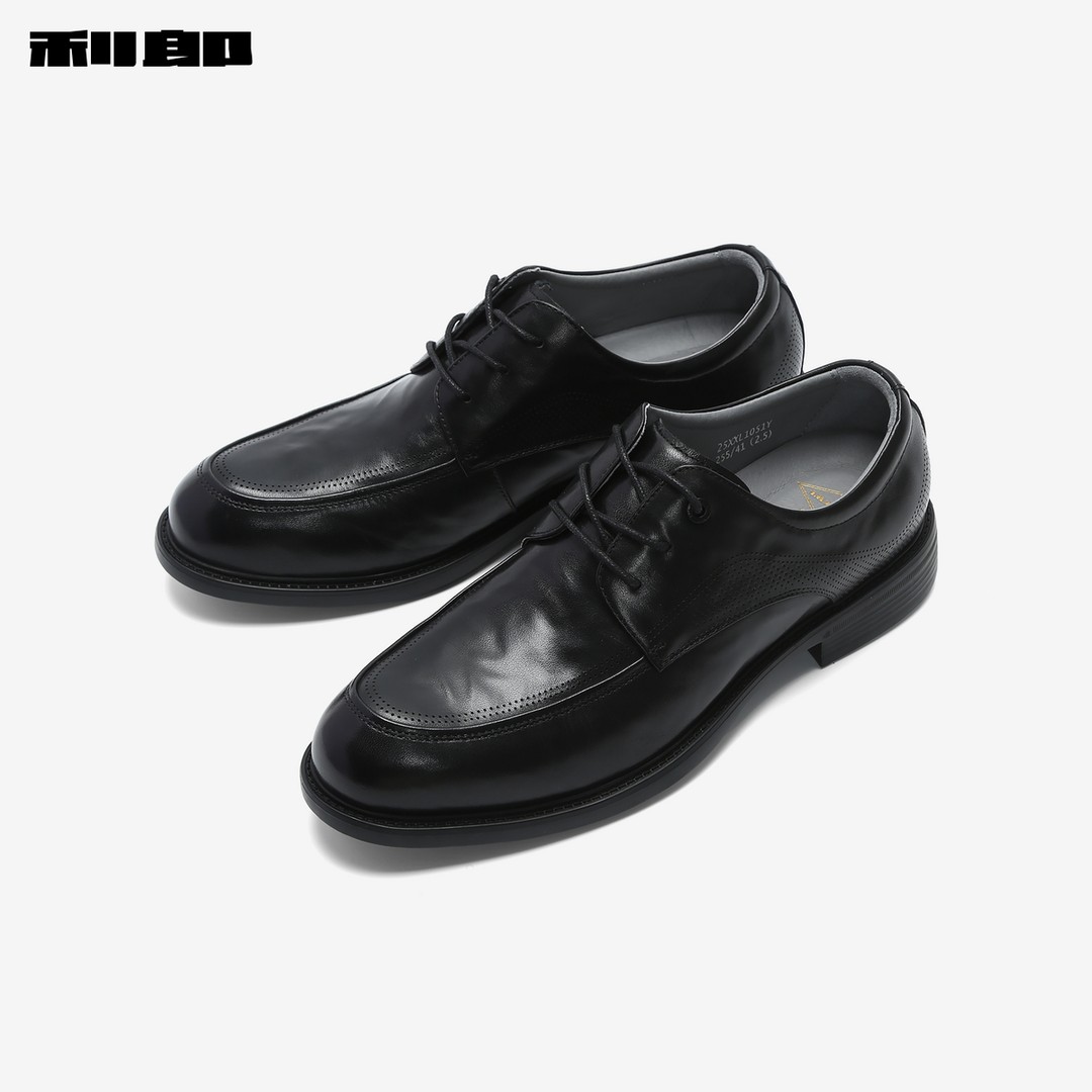 利郎官方头层牛皮革低帮正装鞋男春夏新款尖头系带防滑皮鞋男主图