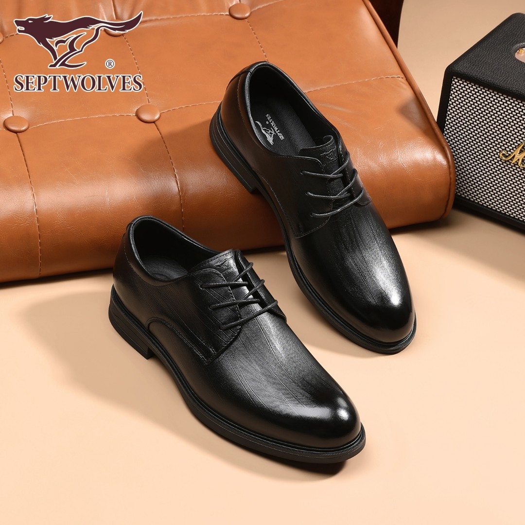 七匹狼男士皮鞋2026春季新款真皮商务正装德比鞋通勤结婚皮鞋男款主图