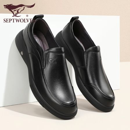 七匹狼男士真皮休闲皮鞋2026春季一脚蹬懒人百搭软底休闲商务皮鞋