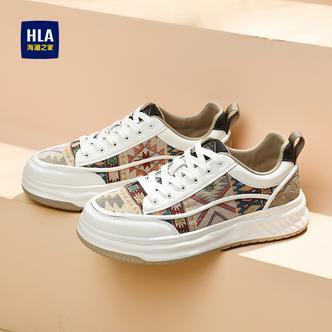 HLA/海澜之家男鞋新款秋冬时尚厚底板鞋增高百搭保暖拼接休闲鞋子
