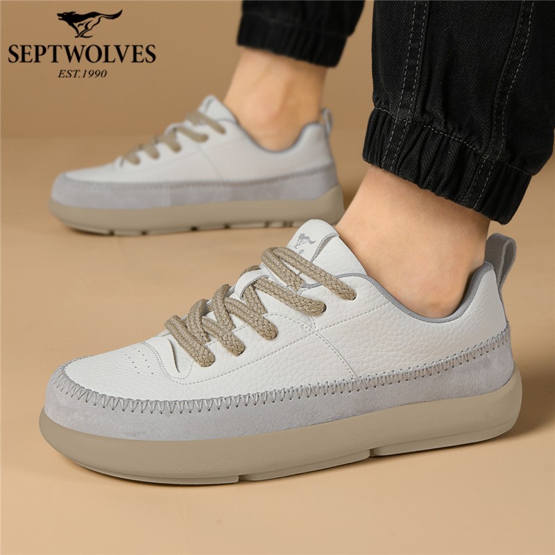 七匹狼春夏男鞋增高时尚男白低帮鞋运动鞋时尚低帮耐磨休闲板鞋主图
