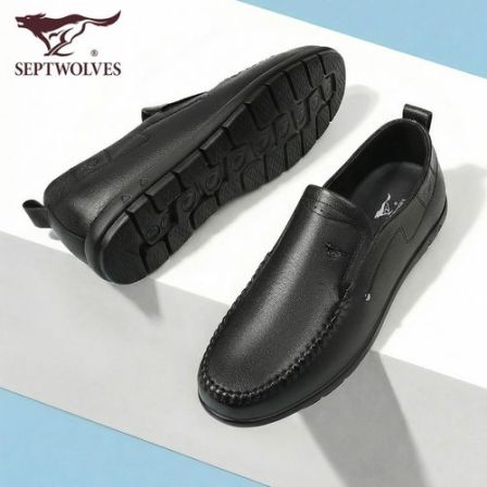 七匹狼真皮豆豆鞋2026新款软皮软底休闲皮鞋轻便舒适男士乐福鞋男