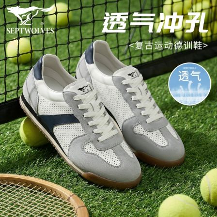 七匹狼男鞋2026春季新款真皮透气时尚德训鞋百搭复古休闲板鞋男款