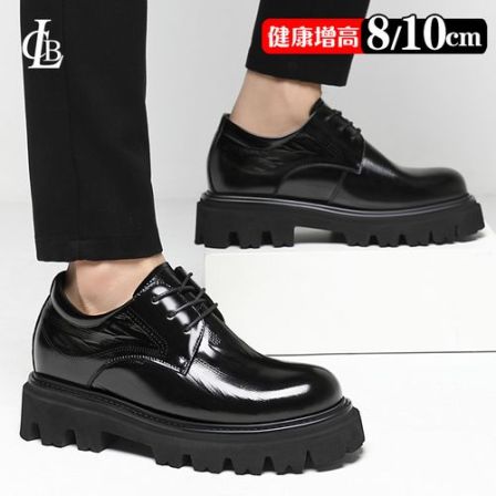 lcb内增高皮鞋男10cm头层牛皮商务装德比鞋8cm增高厚底新郎婚礼鞋