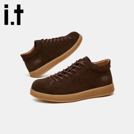 it  izzue秋季系带乐福鞋防滑纯色休闲皮鞋男百搭时尚男鞋潮流鞋