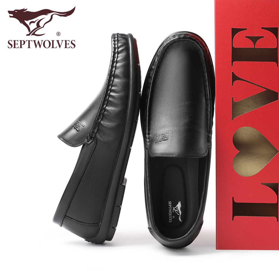 七匹狼男鞋2026春秋新款百搭一脚蹬休闲皮鞋男士真皮软底乐福鞋主图