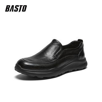 百思图2026春季新款商场同款乐福鞋商务通勤男休闲皮鞋WDS02AM6