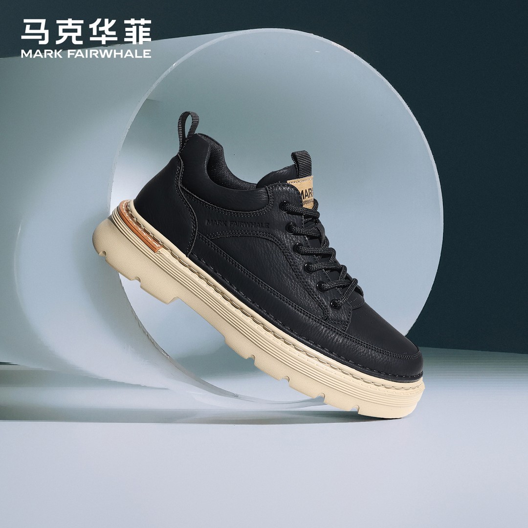 马克华菲低帮板鞋男真皮爆款鞋子男鞋工作鞋休闲皮鞋男士2025新款主图