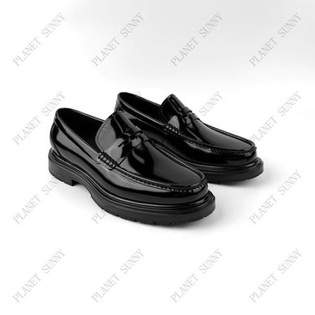 PLANET SUNNY英伦风一脚蹬乐福鞋男真皮厚底亮面商务休闲皮鞋男士