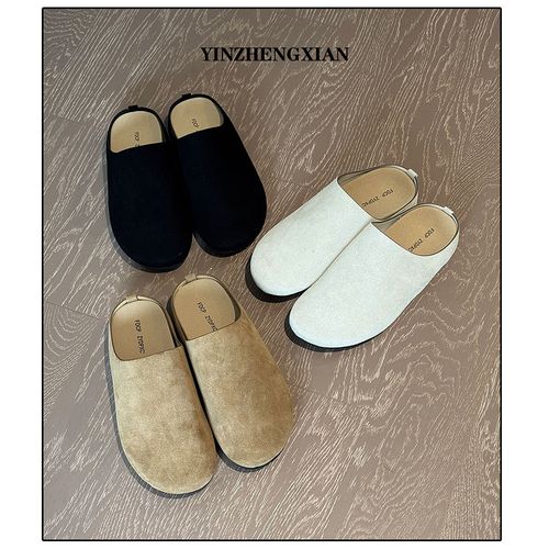 尹政贤 早春新款厚底半包头勃肯拖鞋男韩系休闲低帮拖鞋ins百搭潮主图