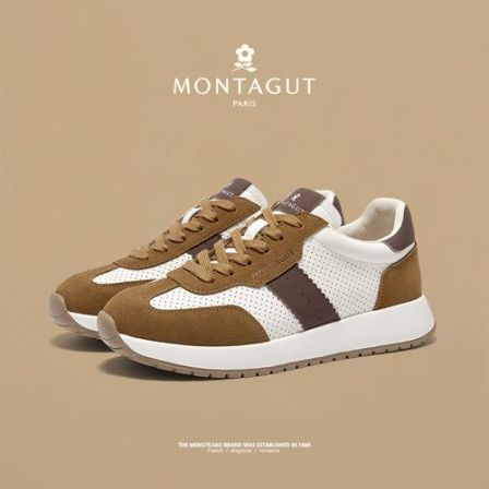 Montagut梦特娇男鞋春夏秋季时尚潮流复古百搭低帮系带休闲阿甘鞋