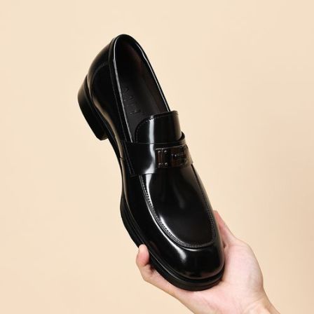 春季新款男士商务休闲皮鞋一脚蹬懒人乐福鞋方头手工男鞋透气潮鞋