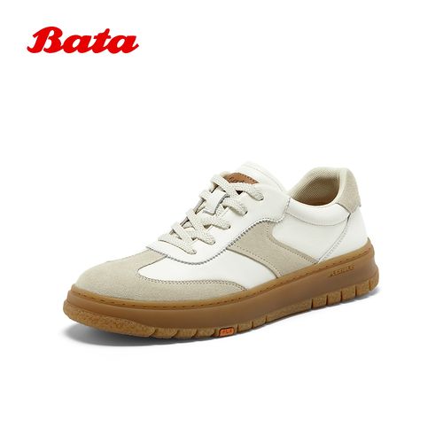 Bata休闲鞋男2025冬季新款牛剖皮百搭通勤潮流德训运动鞋J3661DM5主图