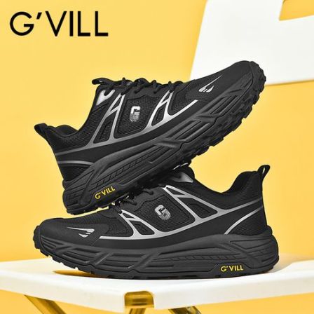 贵之步运动鞋男款2026年春季新款潮流时尚百搭黑色户外男士休闲鞋