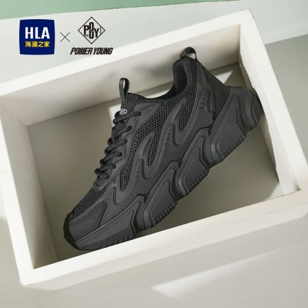 HLA/海澜之家男鞋2026春季新款网面透气休闲运动鞋增高老爹鞋潮鞋