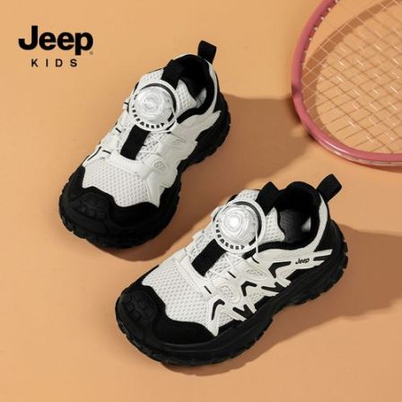 jeep儿童鞋子网面透气童鞋儿童户外鞋旋转纽扣童鞋休闲耐磨儿童鞋