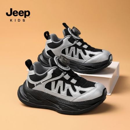 jeep儿童鞋子旋转纽扣童鞋网面透气儿童鞋软底耐磨童鞋儿童户外鞋