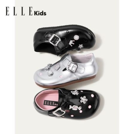 ELLEkids童鞋 洞洞鞋女童皮鞋2026春季新款儿童勃肯鞋软底公主鞋