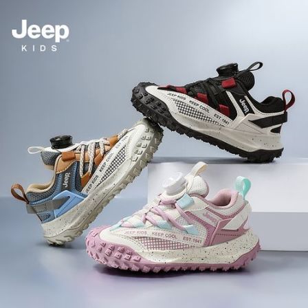 JEEP儿童运动鞋2026春季新款男女童透气网面休闲鞋户外防滑运动鞋
