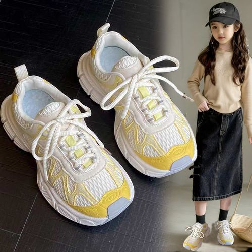 女童运动鞋2026春秋新款软底轻便透气女孩网面老爹鞋洋气儿童鞋子主图